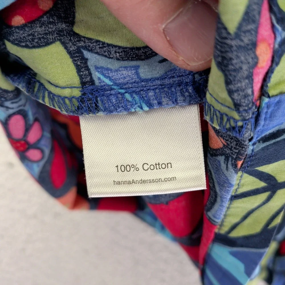 Hanna Andersson Retro Dress Bakery Blue Floral Cap Sleeve Cotton 140 US 10 38945